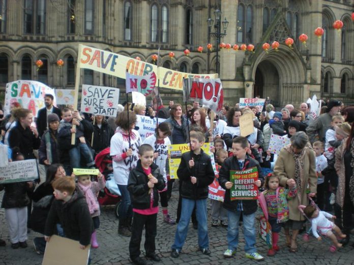 Protesters-in-manchester-against-Sure-Start-centre-closures-Photo-Manchester-and-Salford-SP