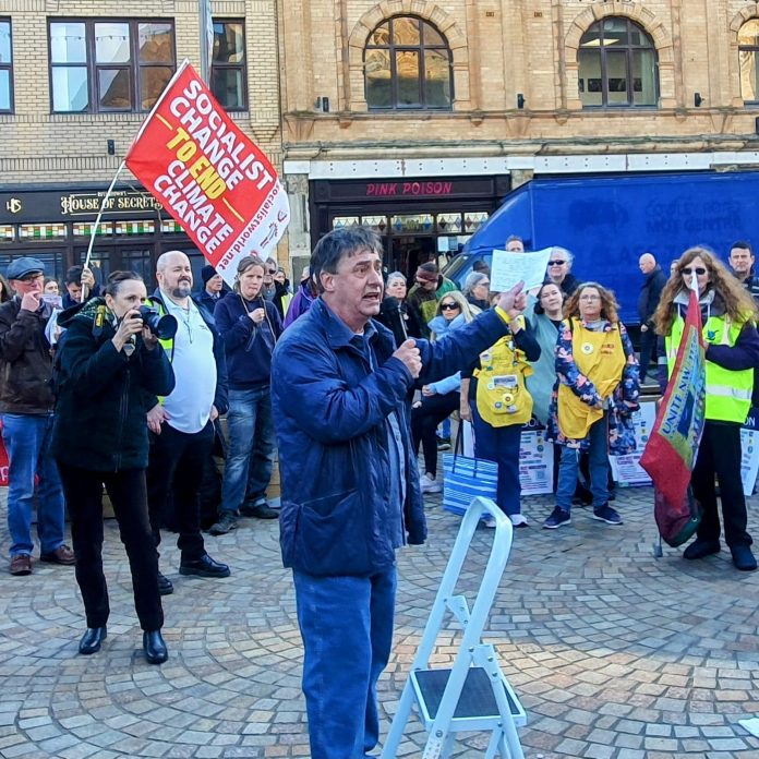 Socialist Party member Chris Baugh speaking in Blackpool. Photo: Martin Powell-Davies