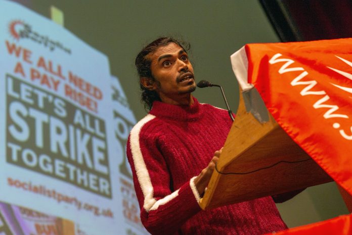 Prasad Welikumbura speaking at Socialism 2022, photo Paul Mattsson