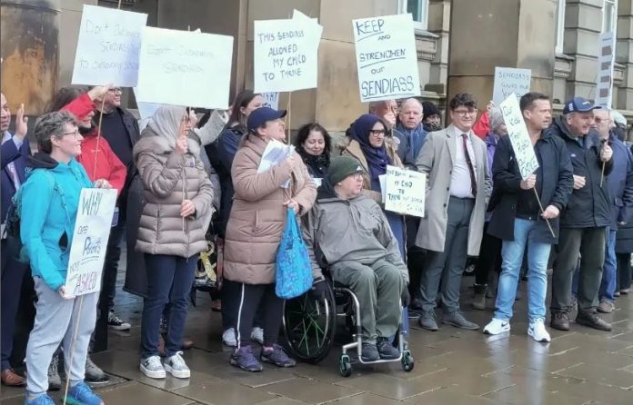 Protest against special education cuts in Birmingham. Photo: Birmingham SP