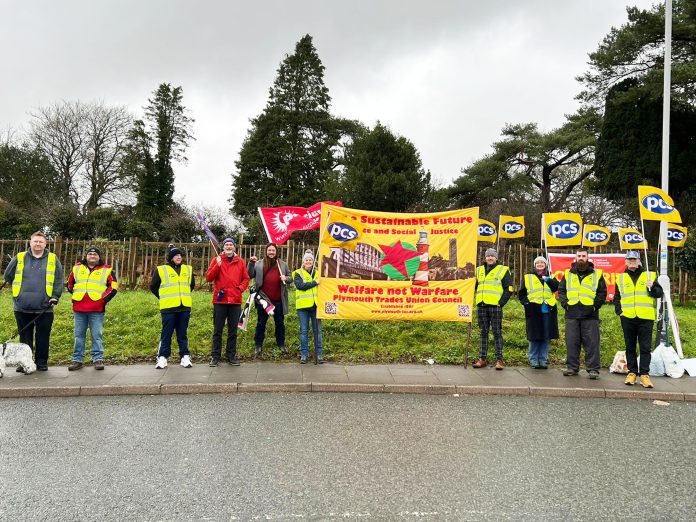 Driving examiners on strike in Plymouth as part of the PCS targeted action. Photo: Southwest SP