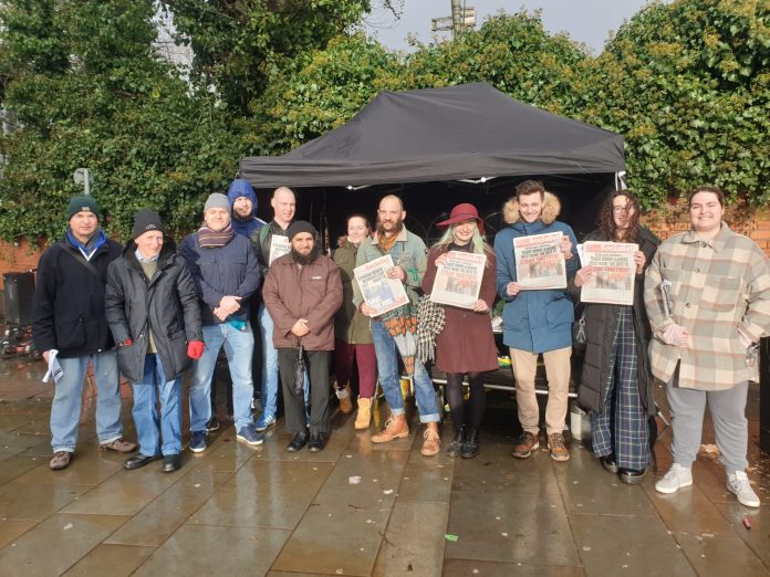 Socialist on Aslef picket line. Photo: Northampton Socialist Party Socialist on Aslef picket line. Photo: Northampton Socialist Party