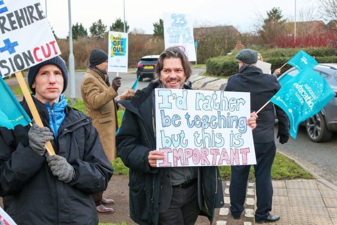 Striking Teacher. Photo: Josh Asker