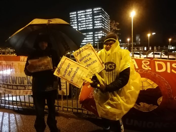 Socialist Party members join the picket line. Photo: Swansea and West Wales Socialist Party