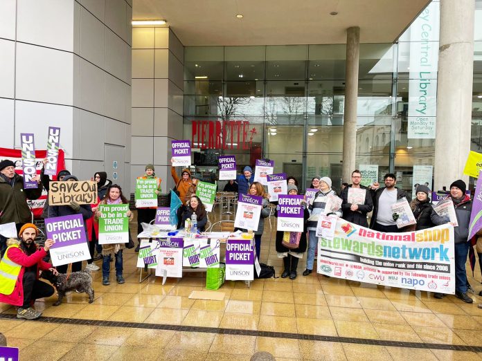 Hackney libraries strike. Photo: Hackney Socialist Party