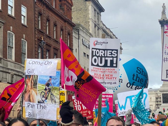 London march big: As the front of the demo arrived in Trafalgar Square, the back hadn't yet been able to move from Portland Place. 1.2.23 London march big: As the front of the demo arrived in Trafalgar Square, the back hadn't yet been able to move from Portland Place. 1.2.23