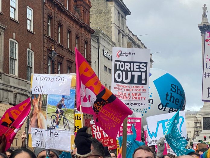 London march big: As the front of the demo arrived in Trafalgar Square, the back hadn't yet been able to move from Portland Place. 1.2.23