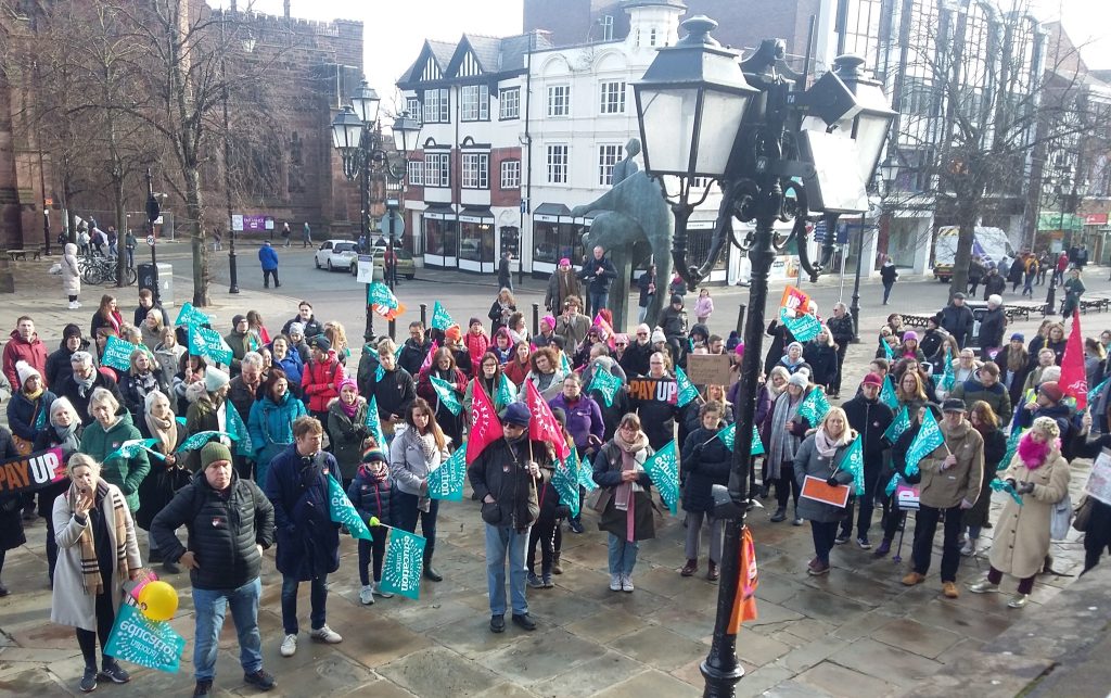 Chester joint TUC-NEU-UCU rally. 1.2.23. Photo from Kenny Cunningham