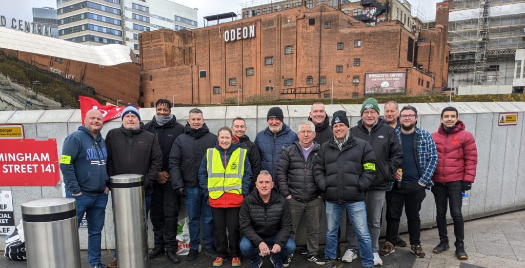 Aslef at Birmingham New Street station. 1.2.23. Photo from Nick H