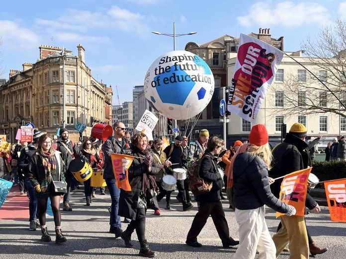 Bristol NEU demo 2 March. Photo: Bristol SP