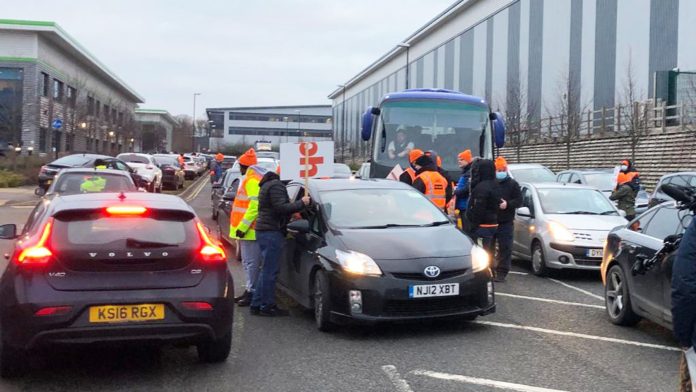 Coventry Amazon strike 2 March. Photo: Coventry Socialist Party