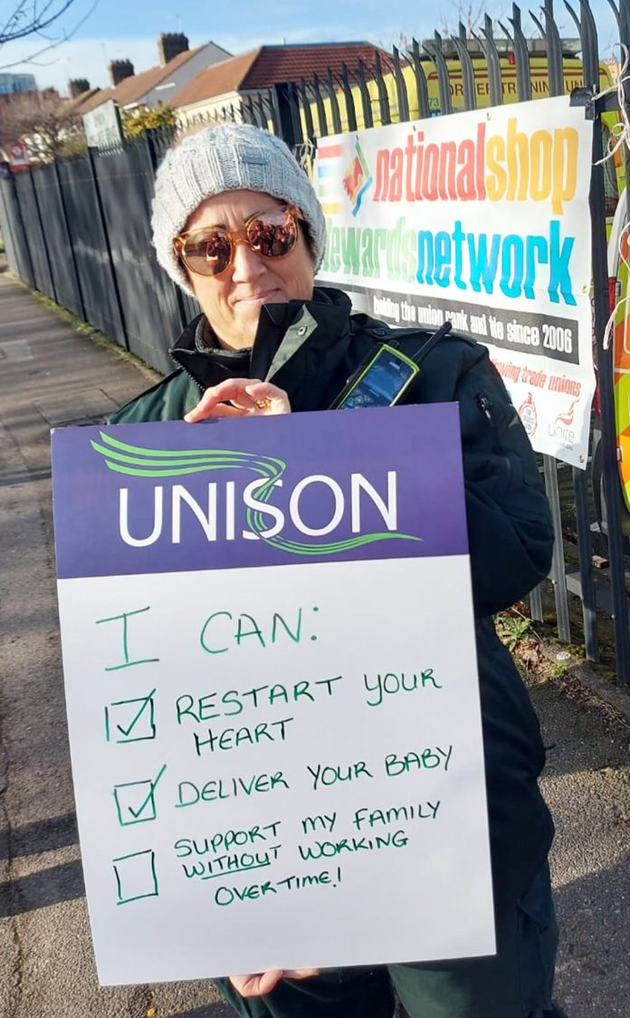 Romford ambulance picket. Photo: Martin Reynolds