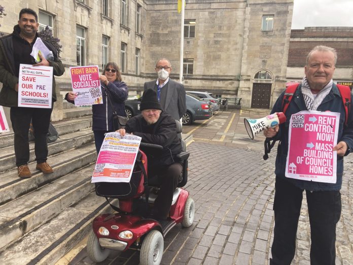 Barrie Margetts joining the TUSC-organised lobby of the council against cuts. Photo: Nick Chaffey