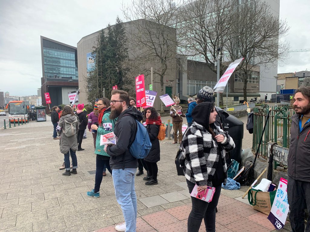 Plymouth UCU on strike. Photo: Ryan Aldred