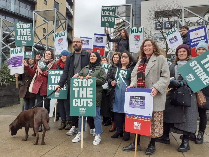 Leeds NUJ picket line. March 2023 Photo: Iain Dalton