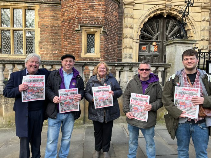 Socialist Party campaigning in Guildford. Photo: Surrey Socialist Party
