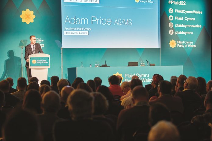 Adam Price speaking at Plaid Cymru conference. Photo: Plaid Cymru/CC