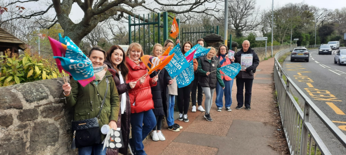 Striking teachers in Gateshead. Photo: Elaine Brunskill