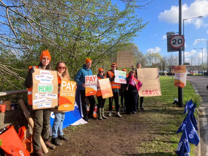 BMA junior doctors on strike in Bristol. Photo: Bristol Socialist Party