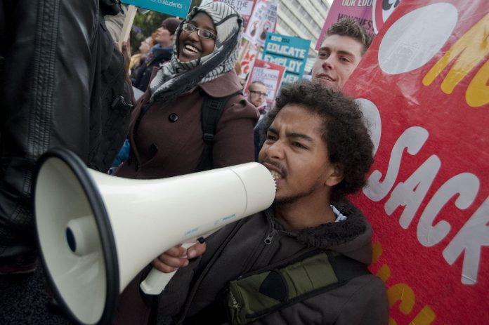 Students protest to scrap tuition fees and for free education. Photo: Paul Mattsson