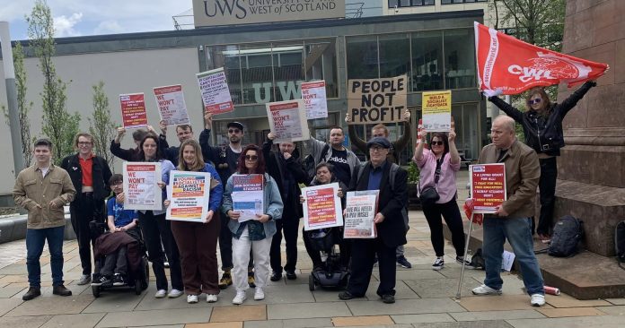 University of West Scotland protest against cost of living crisis
