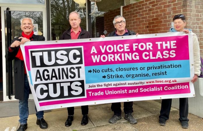 Brighton TUSC outside hustings we were excluded from