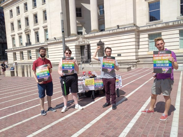 Socialist Party members at Birmingham Pride 2023. Photo: Birmingham Socialist Party