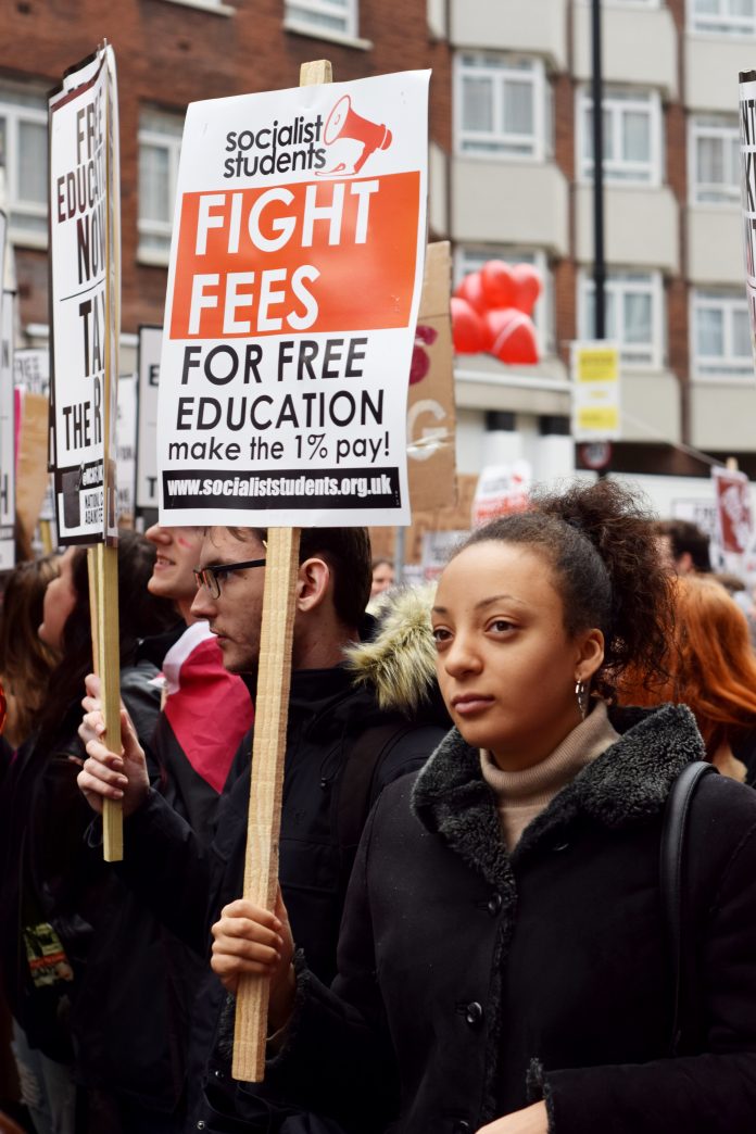 Student protesting fro free education. Photo: Mary Finch