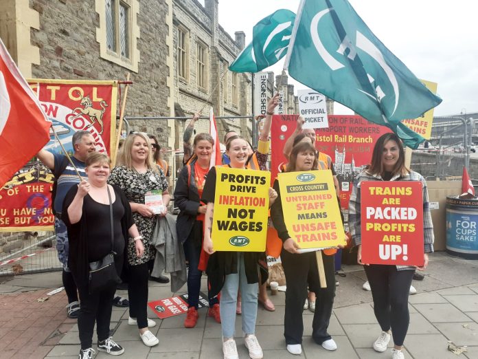 Bristol RMT on strike. Photo: Bristol Socialist Party