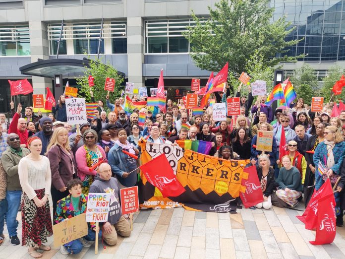 One of the St Mungo's strike rallies. Photo: Unite