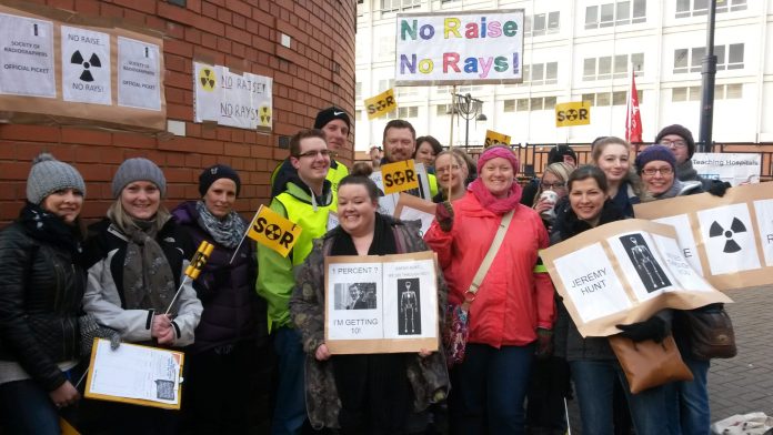 Radiographers during their last strike in 2014. Photo: Leeds socialist party