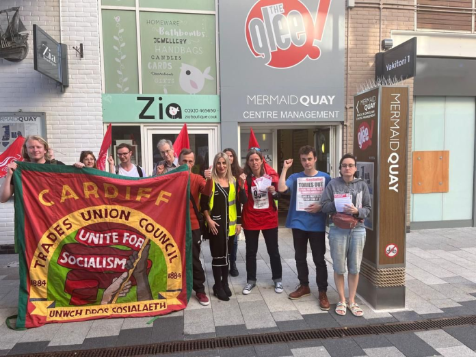 Unite protest outside Cardiff Glee Club