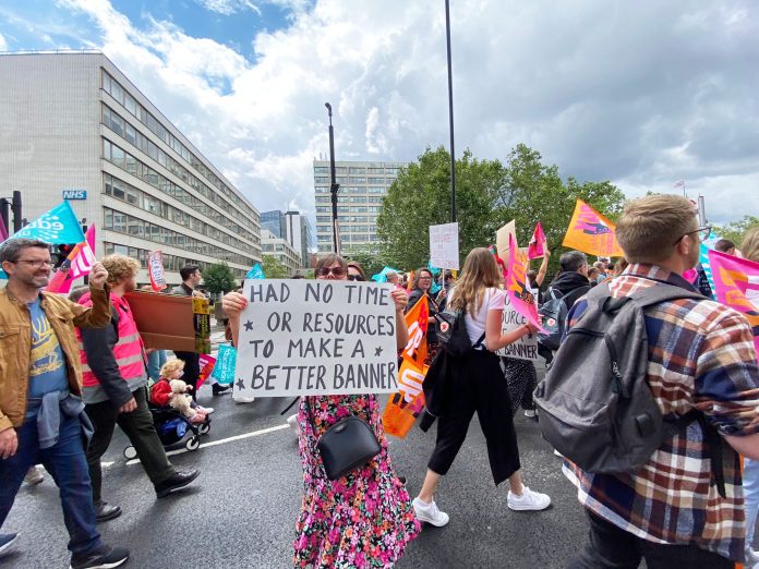 London NEU strike demo: Photo: Helen Pattison