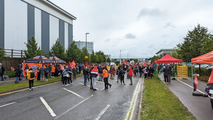 Part of the crowd of the Coventry Amazon strike anniversary. Photo: Coventry Socialist Party
