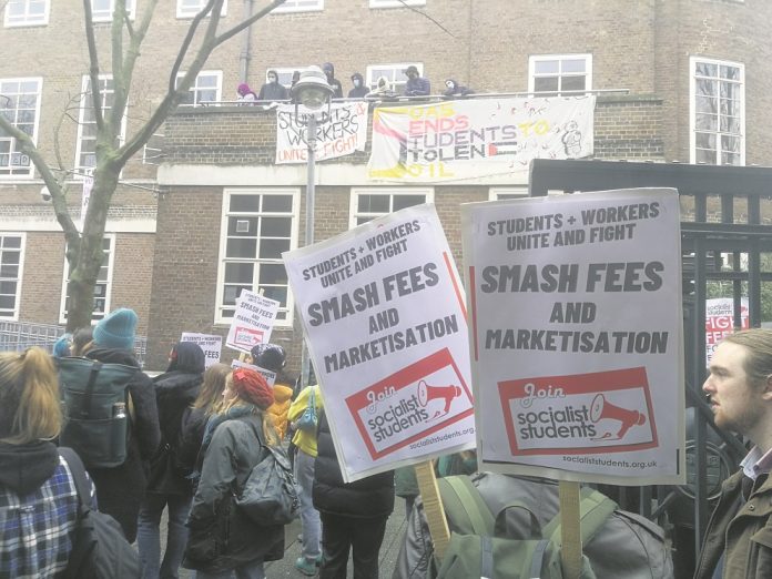 Socialist Students placards. Photo: Josh Asker