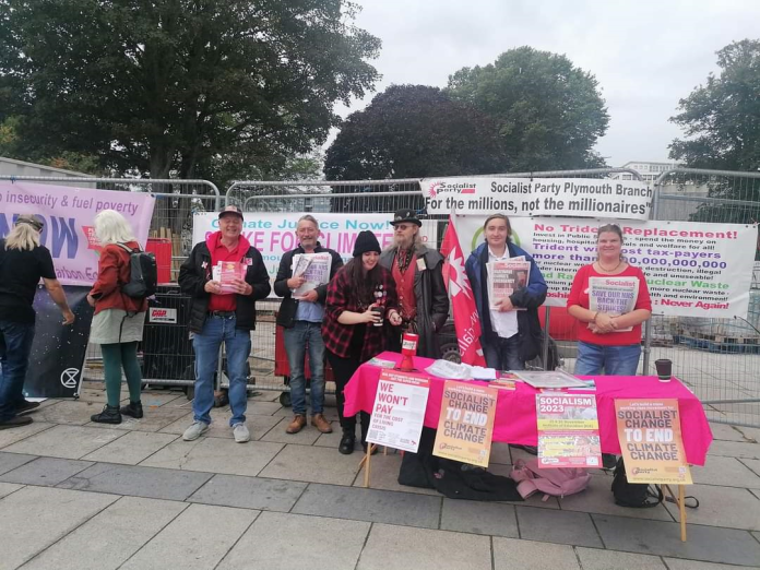 Plymouth climate protest Socialist Party at Plymouth climate protest