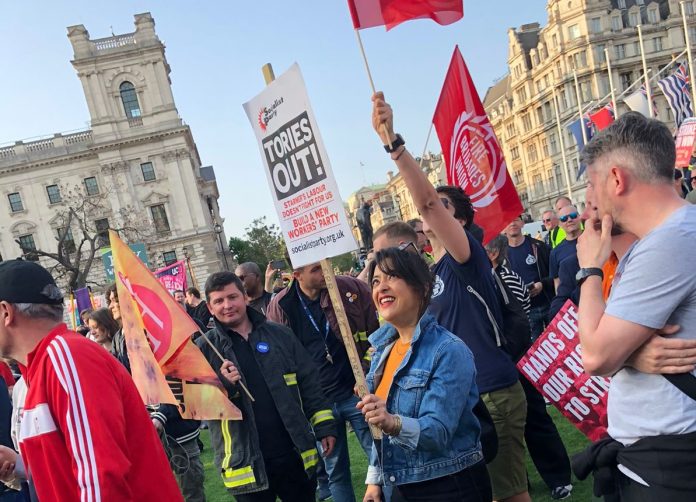 Protesting against the anti-union laws in May. Photo: Ian Pattison