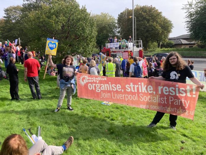 Socialist Party members at save Liverpool Women's hospital demo