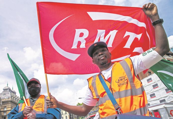 RMT workers on strike. Photo: Paul Mattsson