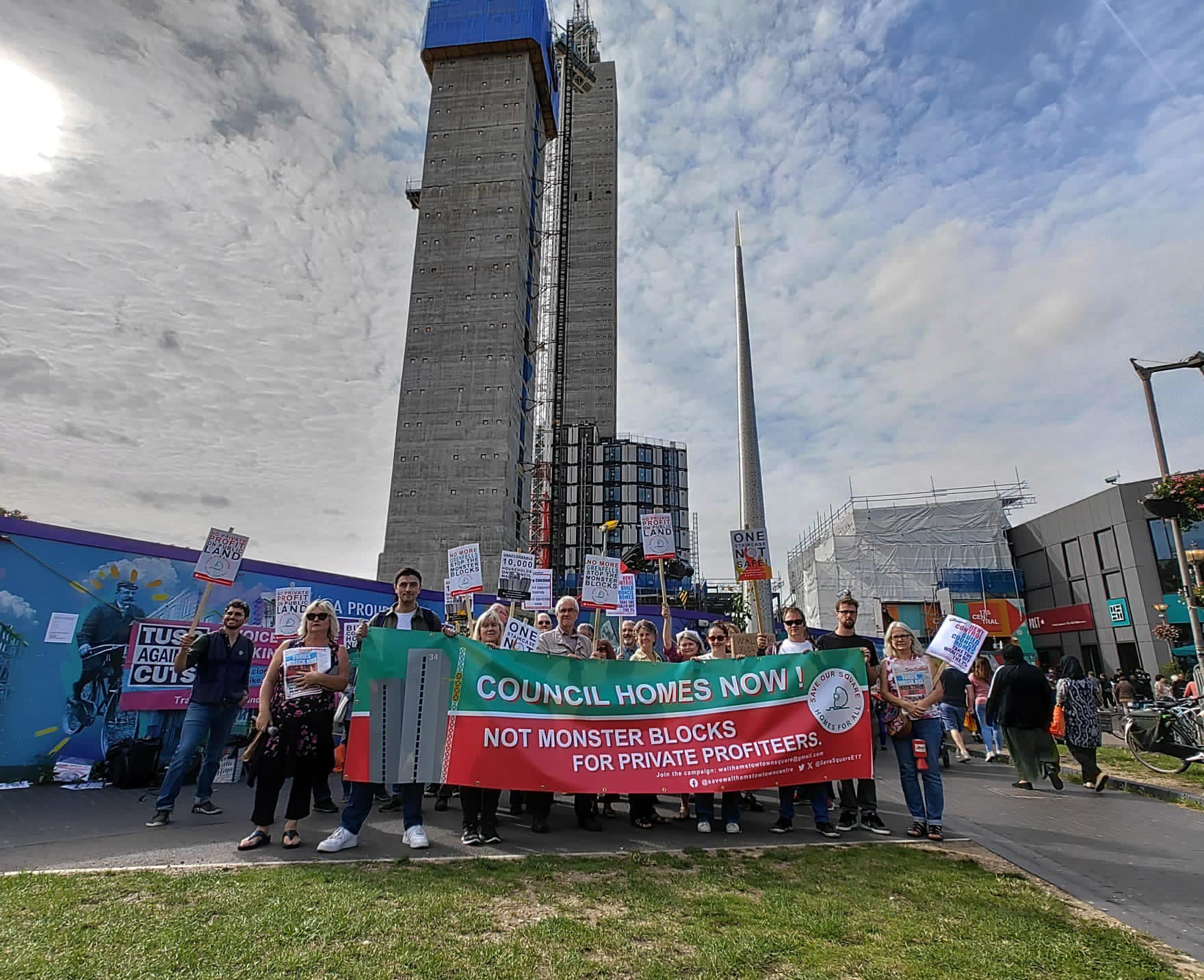 Protesting under shadow of dangerous Walthamstow tower blocks