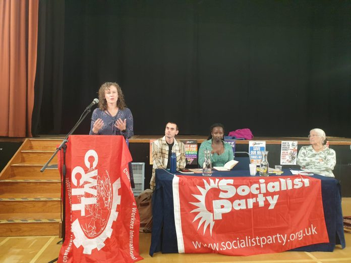Hannah Sell, Socialist Party general secretary speaking at London housing meeting