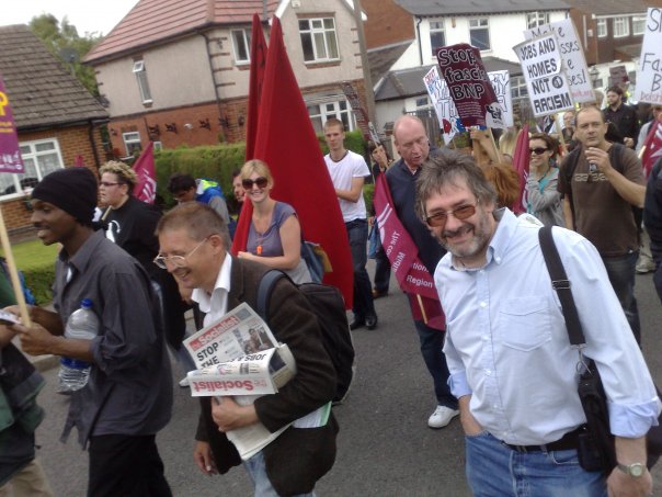 Graham (centre) marching against the far-right in 2009