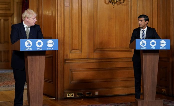 Boris Johnson Covid-19 Presser Boris Johnson and Rishi Sunak during the covid pandemic. Photo: Pippa Fowles/No 10 Downing Street/CC