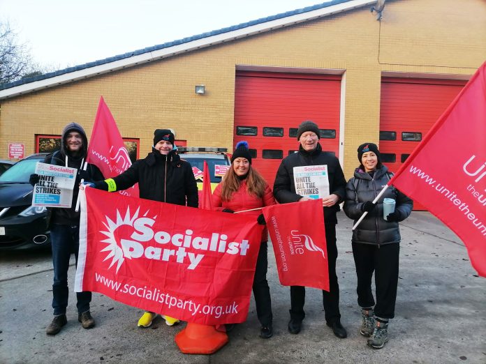 Swansea ambulance workers on strike. Photo: Socialist Party Wales