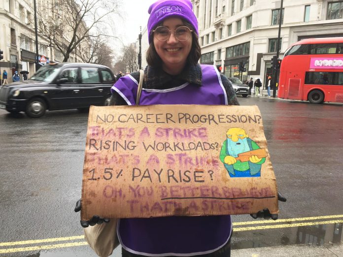 Unison members in universities on strike in 2022. Photo: Ian Pattison