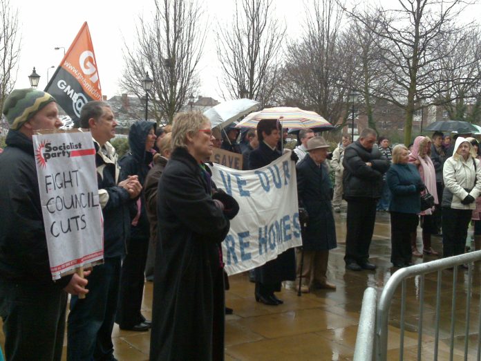One of the many protests against council cuts in Nottinghamshire. Photo: Ali Tezik