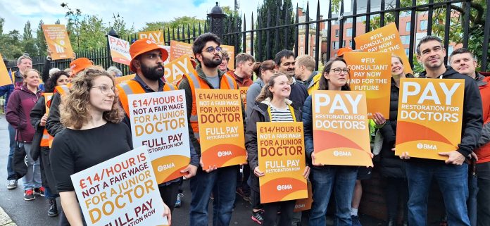 NVI Sept 2023 Elaine Junior Doctors are among the strikers that could be in the firing line of MSLs. Photo: Elaine Brunskill