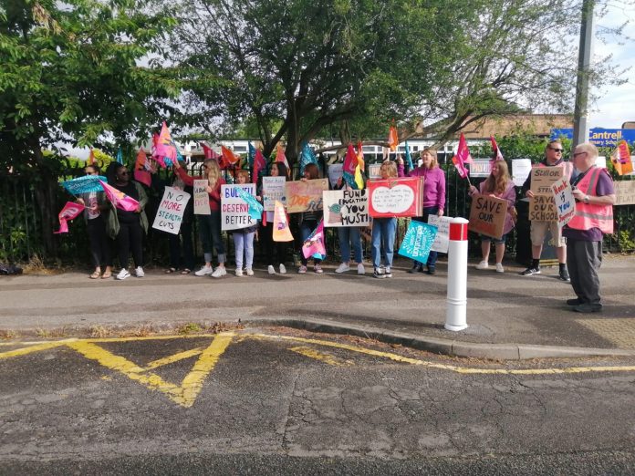 National Education Union on strike in Nottingham in 2023