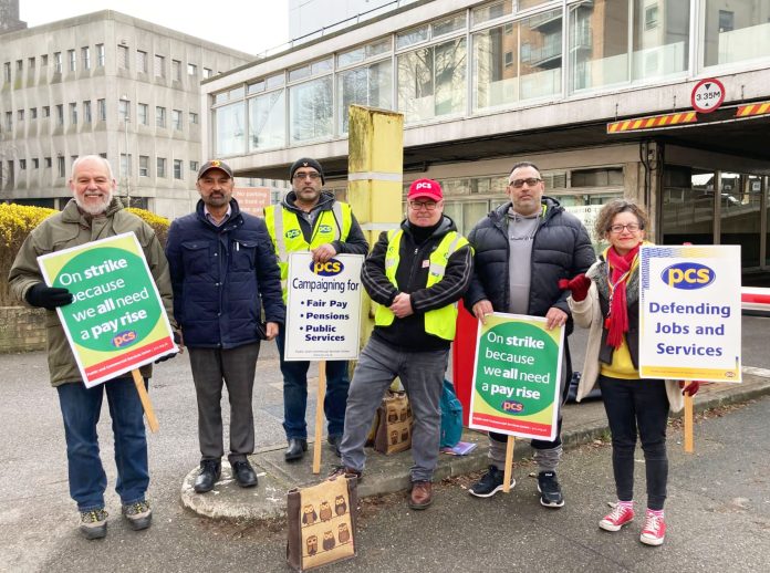 PCS members striking in Watford. Photo: Mark O'Connor