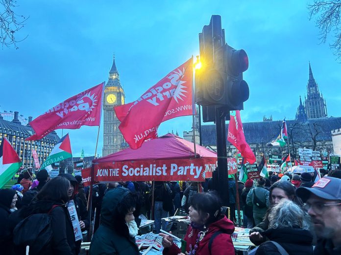 Socialist Party stall outside Parliament. Photo: Lenny
